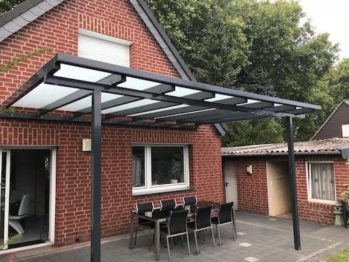 Carport aus Aluminium Anthrazit 5x3 Meter mit Sicherheitsglas OPAL